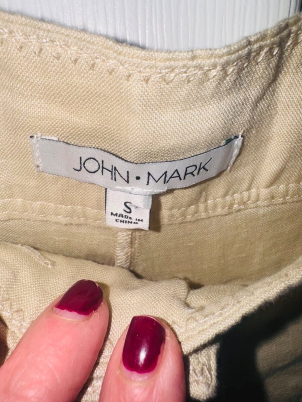 NWT John Mark Wide Leg Linen Crop Pants S Beige Linen Relaxed Fit Sustainable - Picture 5 of 11